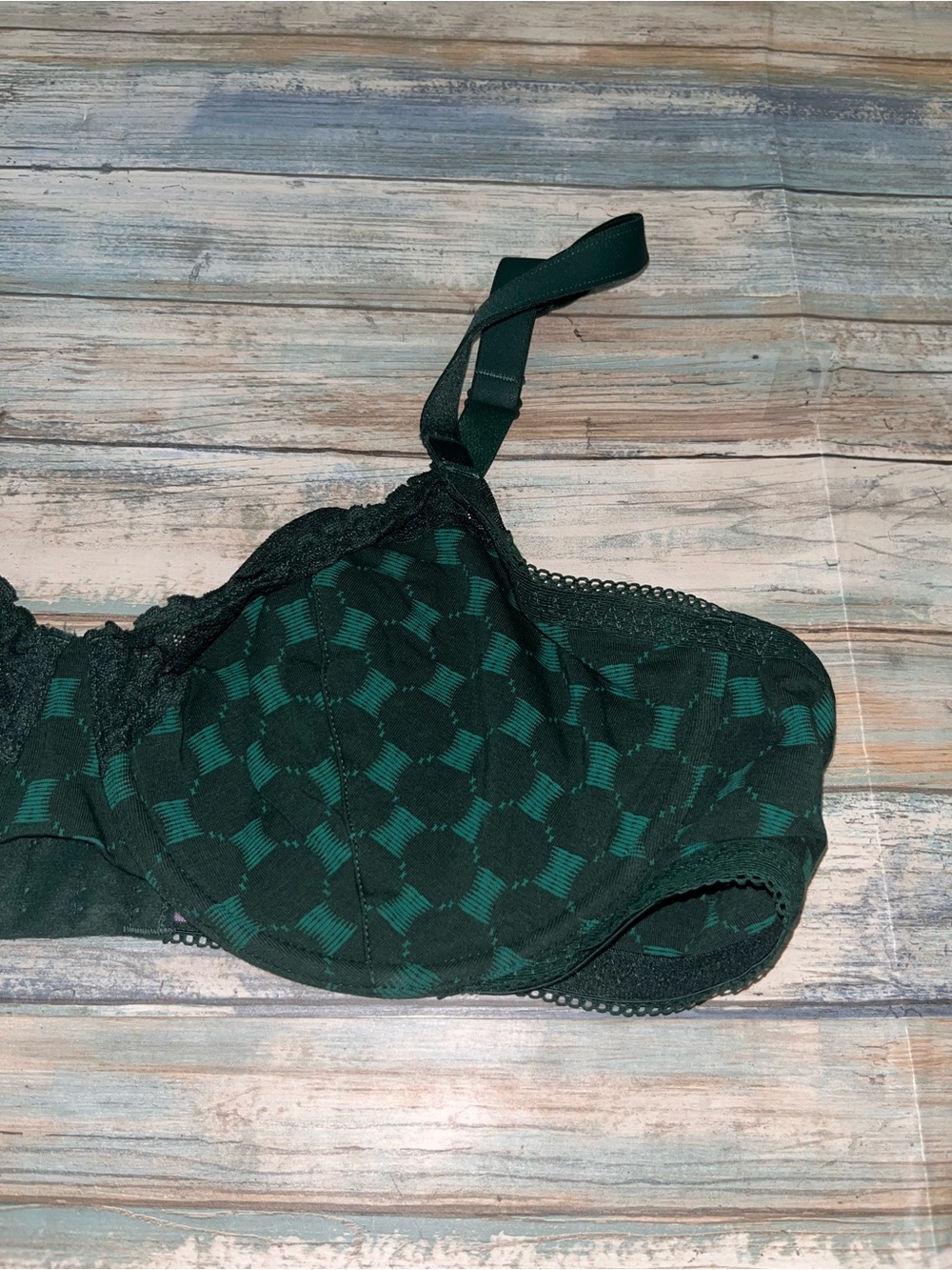 NWT Savage X Fenty Cotton Essentials Lace Trim Unlined Bra Green 42DD - Picture 4 of 6